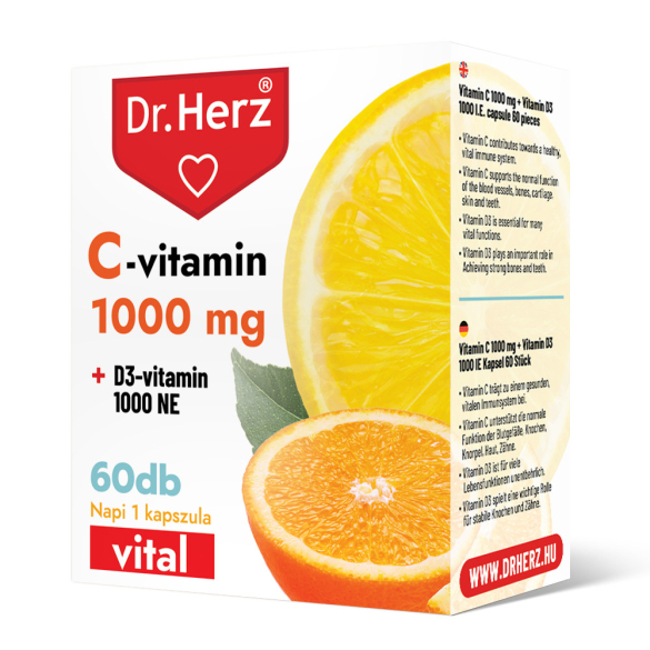 Dr. Herz C-vitamin 1000 mg + D3-vitamin 1000 NE kapszula 60 db