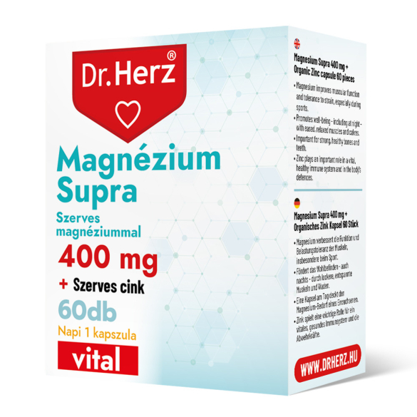 Dr. Herz Magnézium Supra 400 mg + Szerves Cink kapszula 60 db